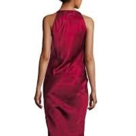 Gorgeous Urban Zen (Donna Karan) Sleeveless Draped Dark Red Silk Charmeuse Dress - Picture 2 of 15